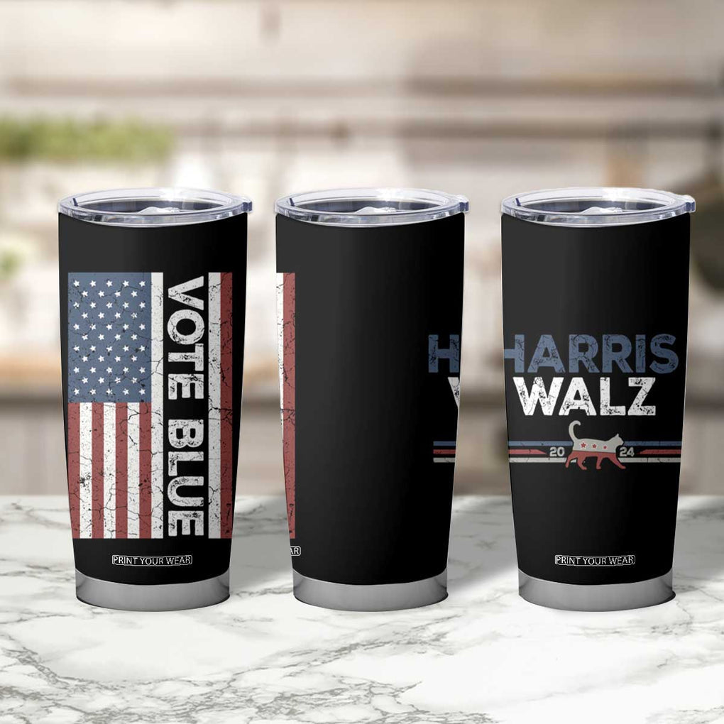 Harris Walz 2024 Election Tumbler Cup Vote Blue for Kamala President American Flag TB10 Print Your Wear