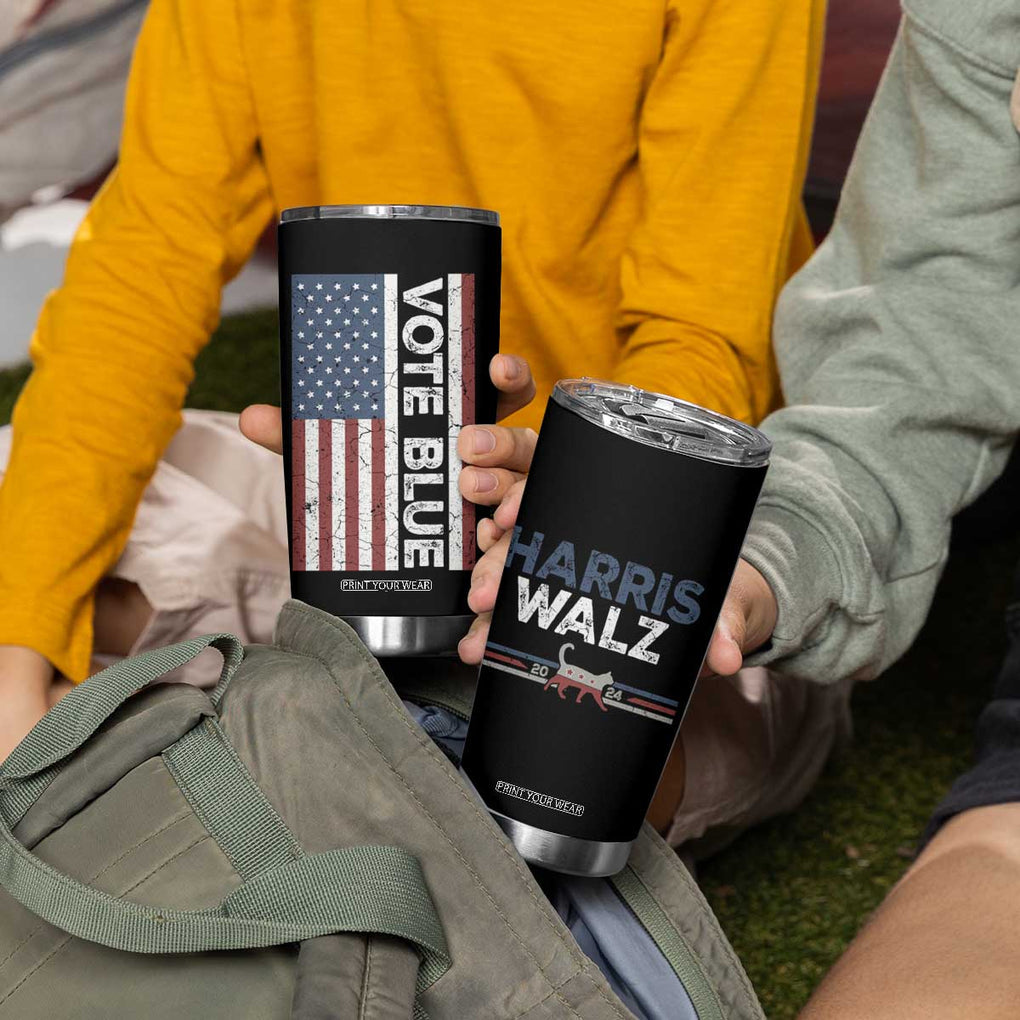 Harris Walz 2024 Election Tumbler Cup Vote Blue for Kamala President American Flag TB10 Print Your Wear