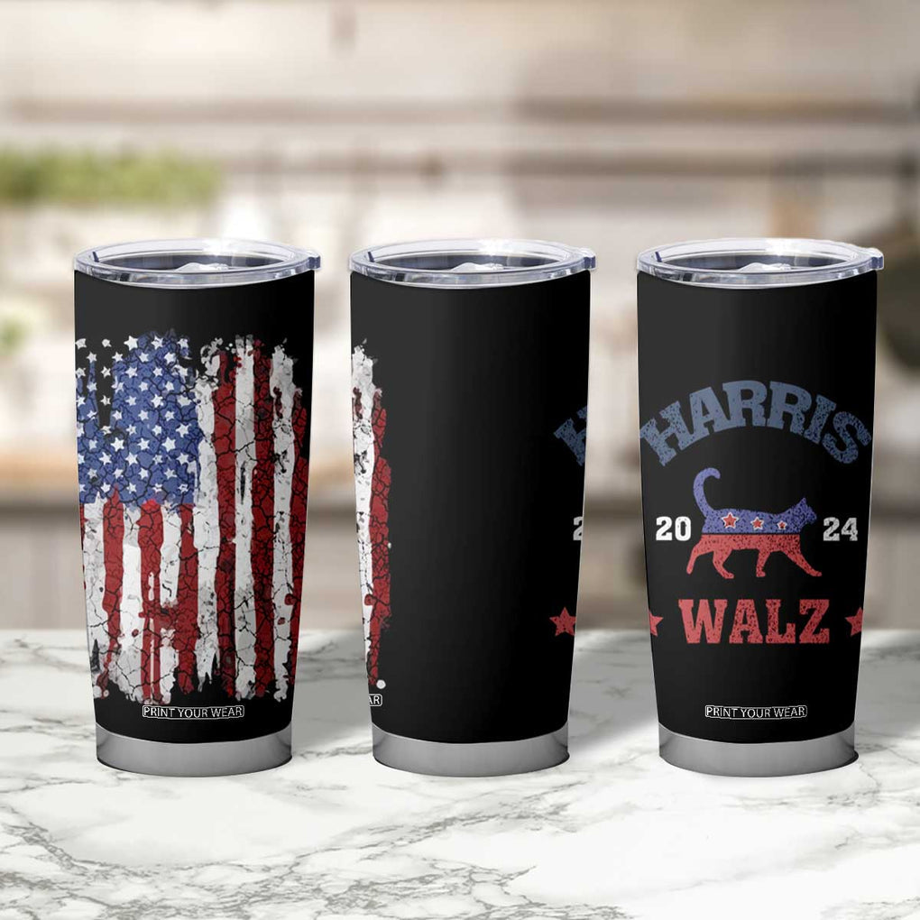 Kamala Harris Tim Walz 2024 Election Tumbler Cup Cat Ladies Vote for Kamala President American Flag TB10 Print Your Wear