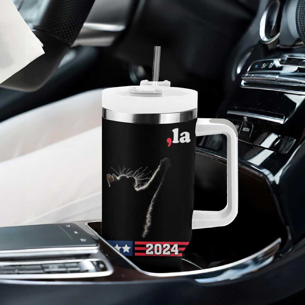 Cat Ladies for Kamala President Tumbler With Handle Comma-La Harris 2024 Election Funny Kitty American Flag TB10 Print Your Wear