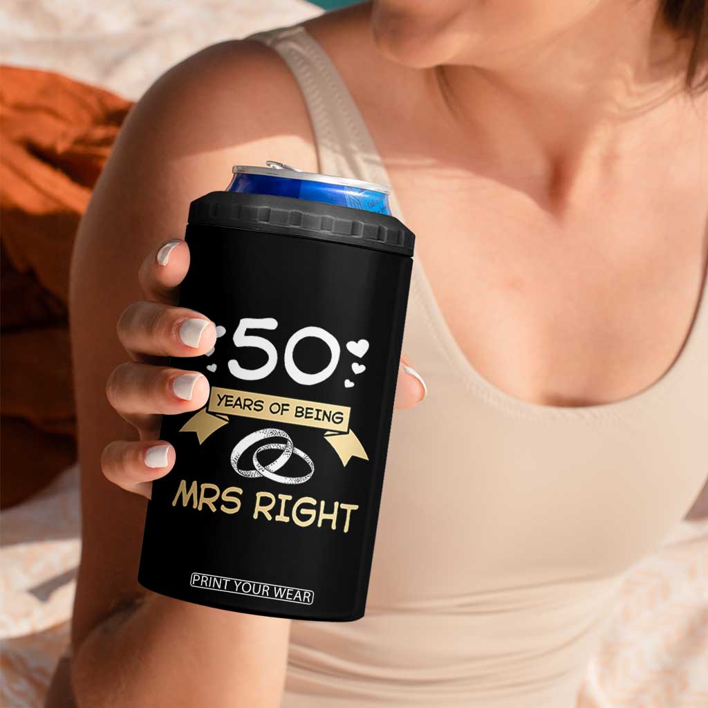 50th Wedding Anniversary For Couples 4 in 1 Can Cooler Tumbler 50 Years Of Being Mrs Always Right Parents Golden Anniversary Gifts