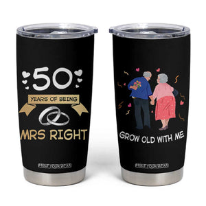 50th Wedding Anniversary For Couples Tumbler Cup 50 Years Of Being Mrs Always Right Parents Golden Anniversary Gifts TB10 Black Print Your Wear