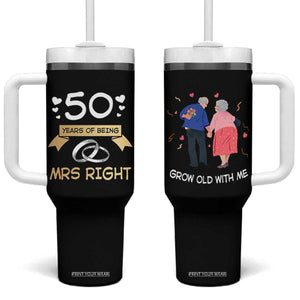 50th Wedding Anniversary For Couples Tumbler With Handle 50 Years Of Being Mrs Always Right Parents Golden Anniversary Gifts TB10 One Size: 40 oz Black Print Your Wear
