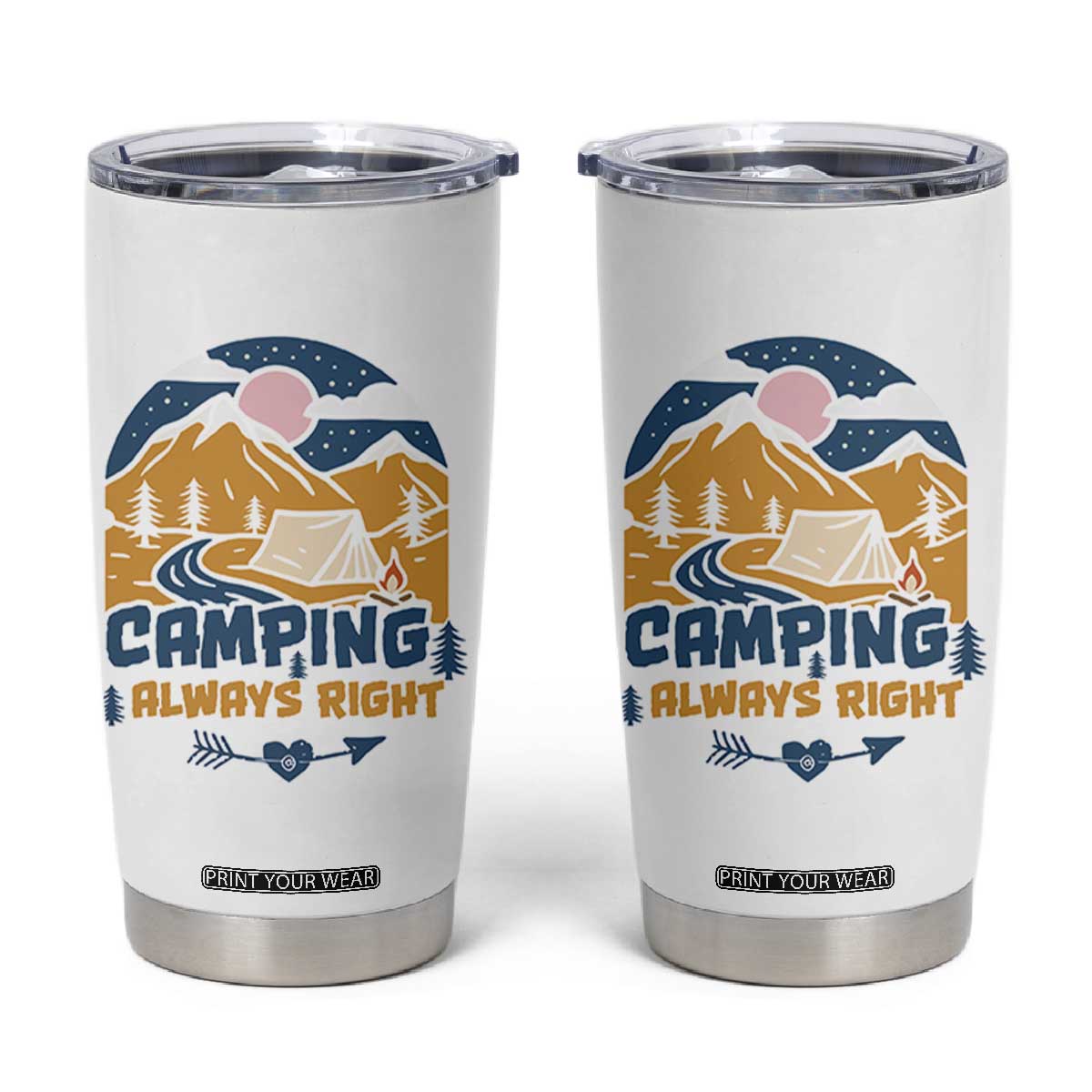 Camping Gifts Tumbler Cup Outdoor Camping Mountain Nature Hiking Camp Lover Gift TB10 White Print Your Wear