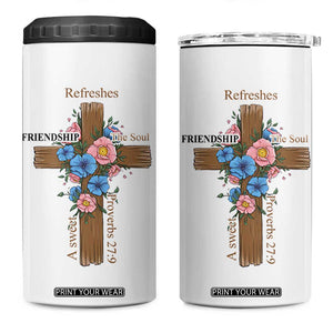 Friendship Gifts for Women 4 in 1 Can Cooler Tumbler A Sweet Friendship Refreshes The Soul Christian Gift TB10 One Size: 16 oz Black Print Your Wear