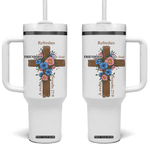 Friendship Gifts for Women Tumbler With Handle A Sweet Friendship Refreshes The Soul Christian Gift TB10 One Size: 40 oz Black Print Your Wear