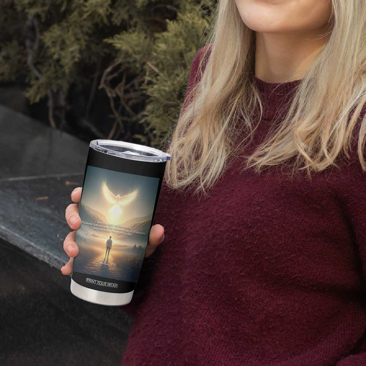 Christian Gifts Tumbler Cup I Am The Light of The World Bible Verse John 8:12 TB10 Print Your Wear