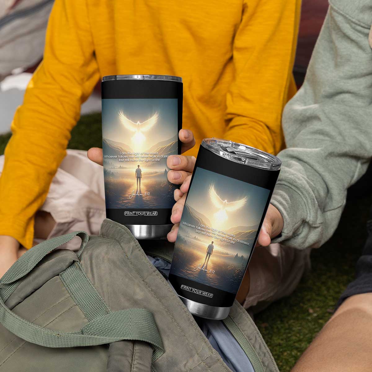 Christian Gifts Tumbler Cup I Am The Light of The World Bible Verse John 8:12 TB10 Print Your Wear