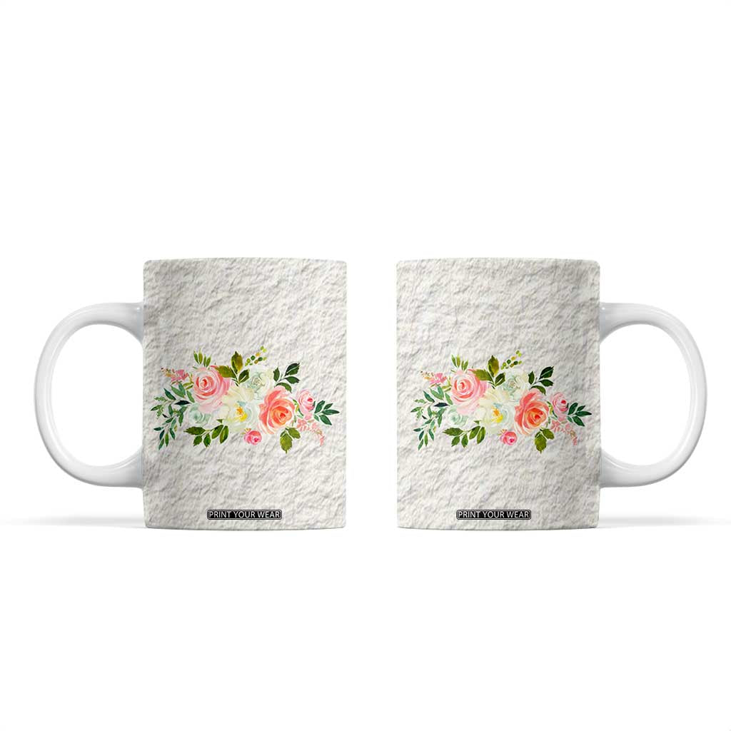Abundant Blooms Coffee Mug Soft Pink Rose Bouquet Garden Aesthetic Elegant Floral TB10 Cream Print Your Wear