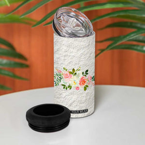 Abundant Blooms 4 in 1 Can Cooler Tumbler Soft Pink Rose Bouquet Garden Aesthetic Elegant Floral TB10 Print Your Wear
