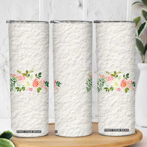 Abundant Blooms Skinny Tumbler Soft Pink Rose Bouquet Garden Aesthetic Elegant Floral TB10 Print Your Wear