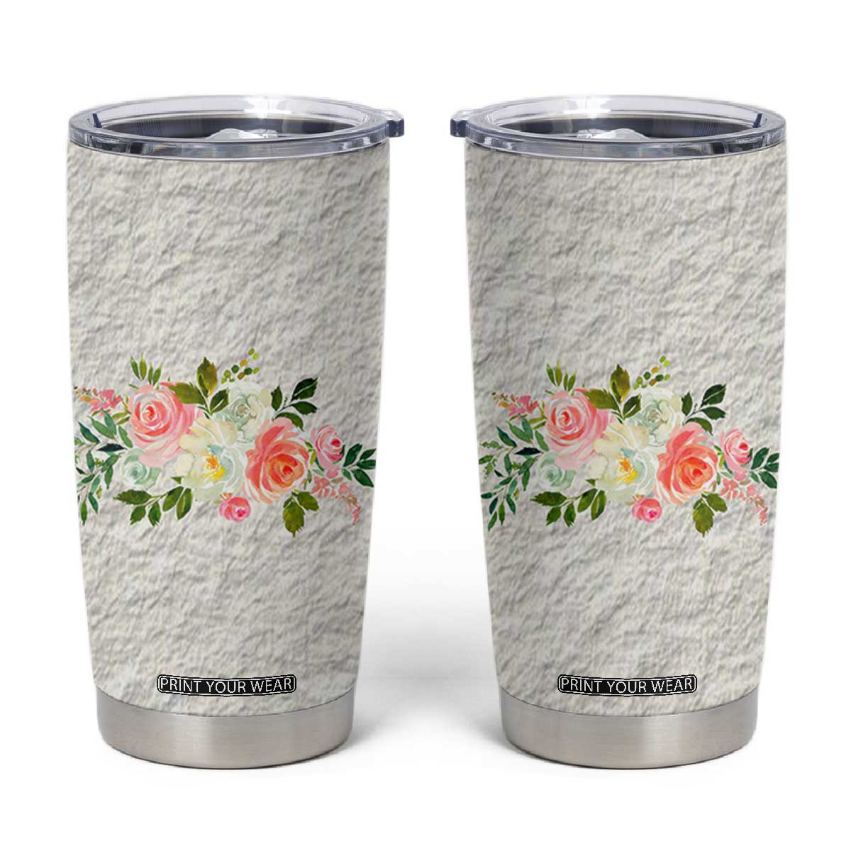 Abundant Blooms Tumbler Cup Soft Pink Rose Bouquet Garden Aesthetic Elegant Floral TB10 Cream Print Your Wear