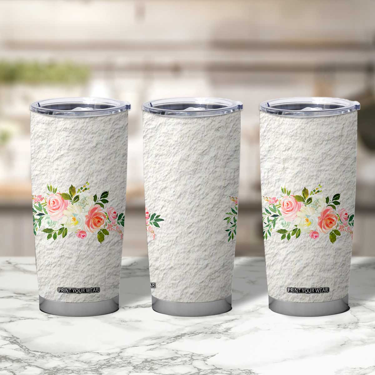 Abundant Blooms Tumbler Cup Soft Pink Rose Bouquet Garden Aesthetic Elegant Floral TB10 Print Your Wear