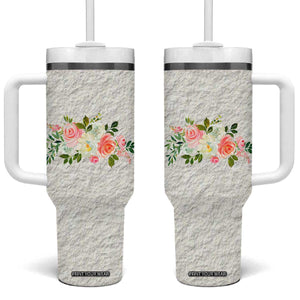 Abundant Blooms Tumbler With Handle Soft Pink Rose Bouquet Garden Aesthetic Elegant Floral TB10 One Size: 40 oz Cream Print Your Wear