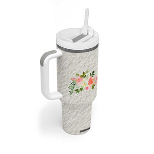 Abundant Blooms Tumbler With Handle Soft Pink Rose Bouquet Garden Aesthetic Elegant Floral TB10 Print Your Wear