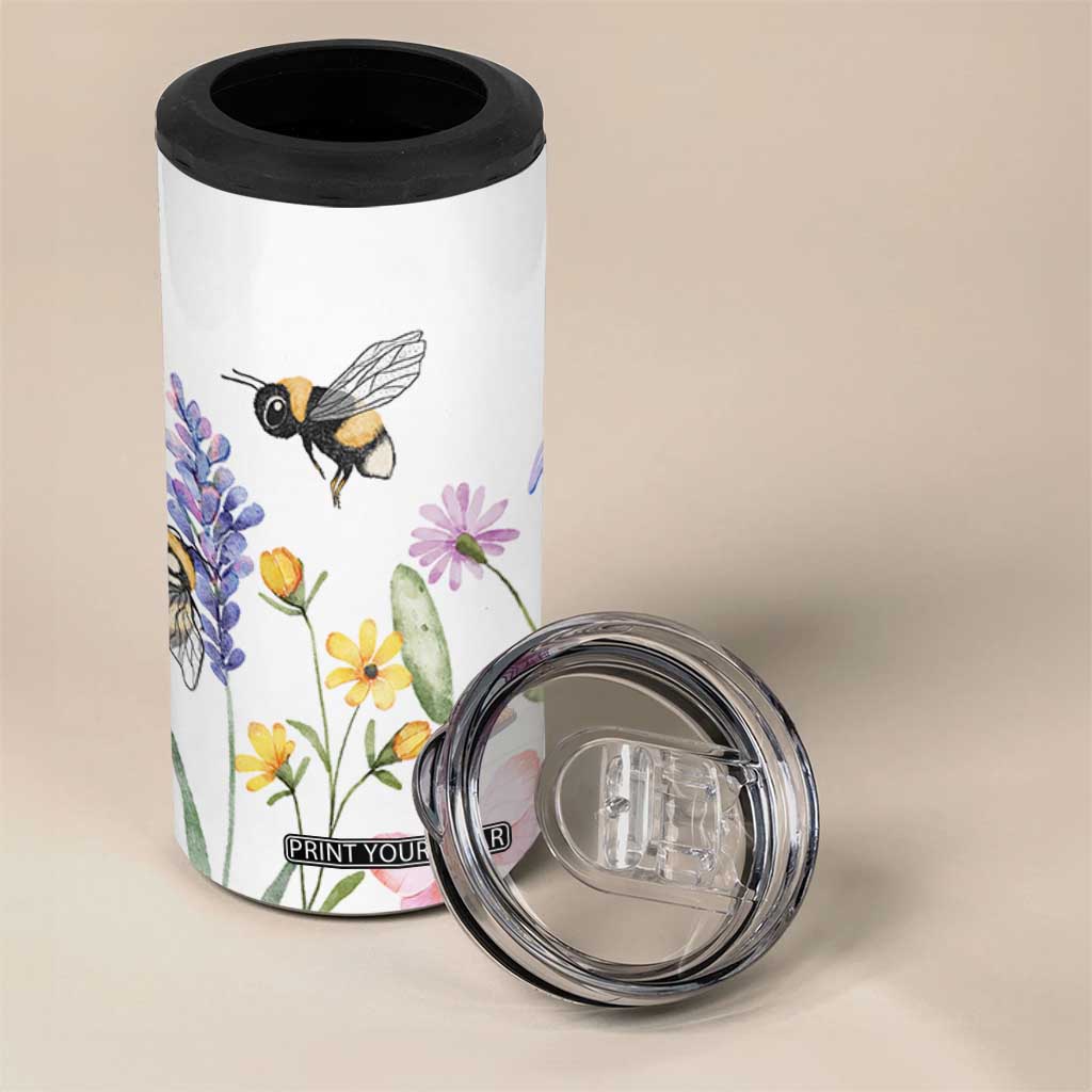 Vintage Spring Wildflower 4 in 1 Can Cooler Tumbler Bees Butterflies Floral Meadow TB10 Print Your Wear