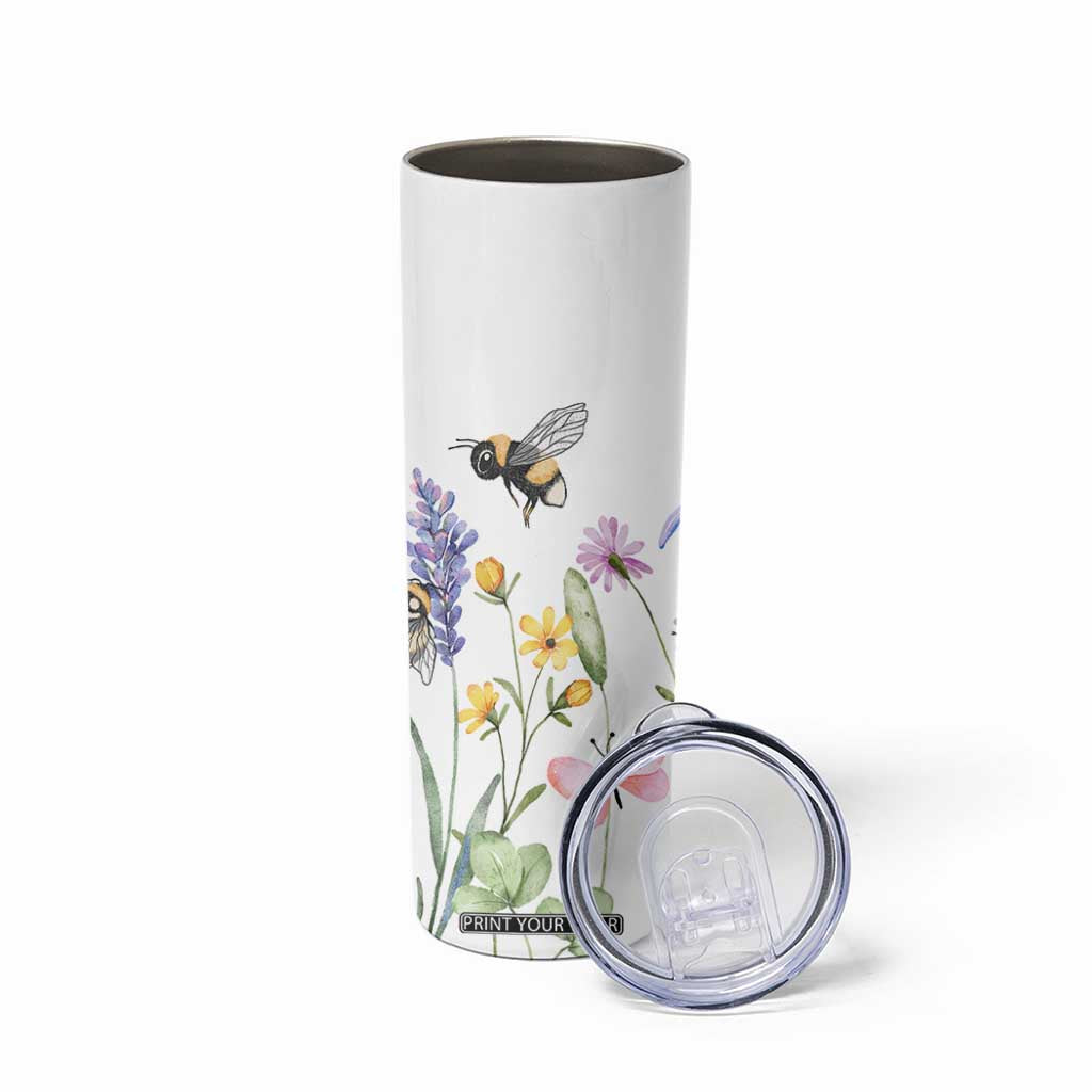 Vintage Spring Wildflower Skinny Tumbler Bees Butterflies Floral Meadow TB10 Print Your Wear
