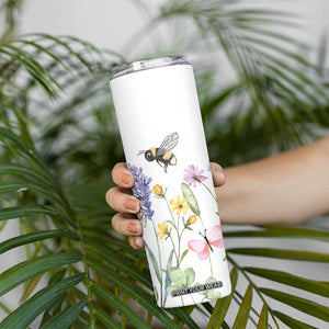 Vintage Spring Wildflower Skinny Tumbler Bees Butterflies Floral Meadow TB10 Print Your Wear