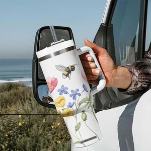 Vintage Spring Wildflower Tumbler With Handle Bees Butterflies Floral Meadow TB10 Print Your Wear