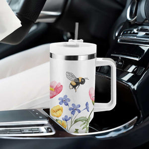 Vintage Spring Wildflower Tumbler With Handle Bees Butterflies Floral Meadow TB10 Print Your Wear