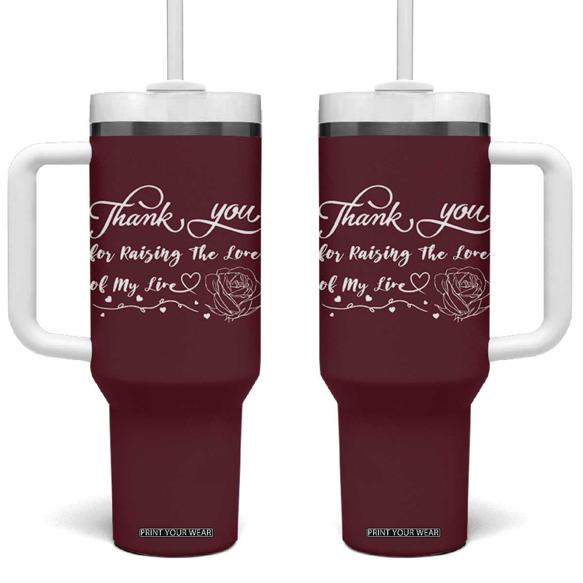 Mother-In-Law Gifts Tumbler With Handle Thank You For Rasing The Man Of My Life TB10 One Size: 40 oz Maroon Print Your Wear