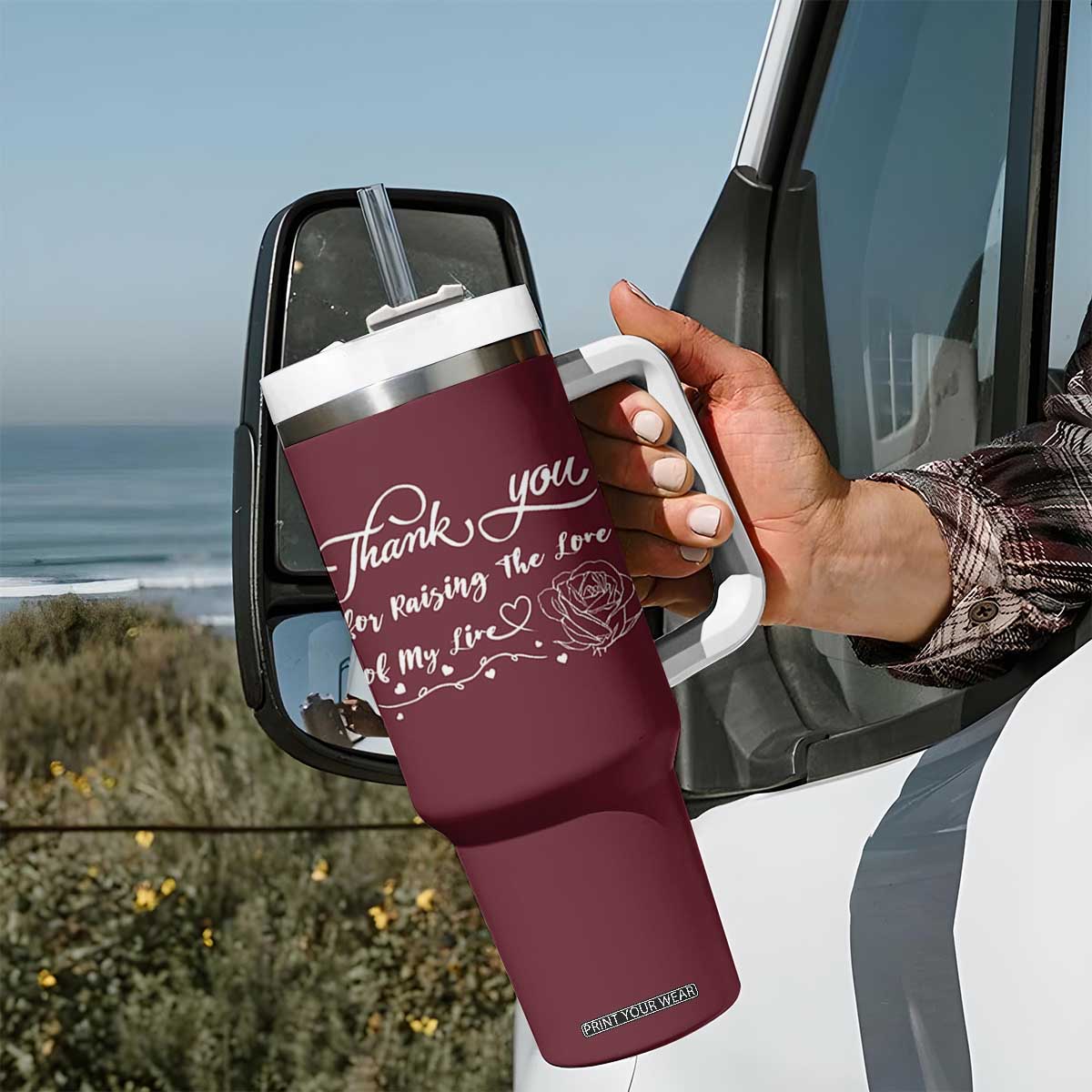 Mother-In-Law Gifts Tumbler With Handle Thank You For Rasing The Man Of My Life TB10 Print Your Wear