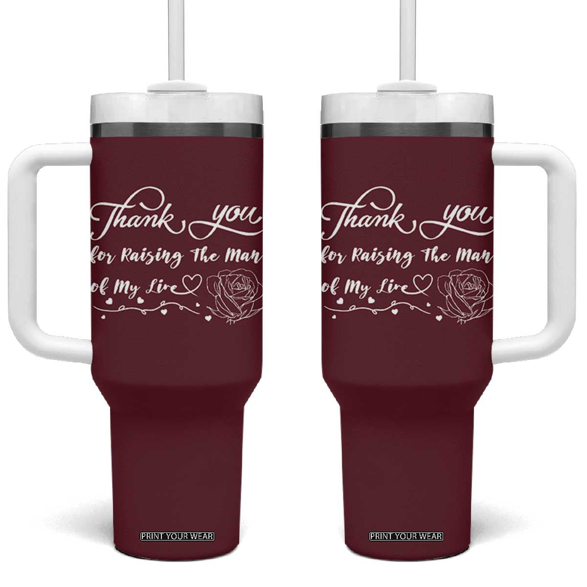 Mother-In-Law Gifts Tumbler With Handle Thank You For Rasing The Love Of My Life TB10 One Size: 40 oz Maroon Print Your Wear