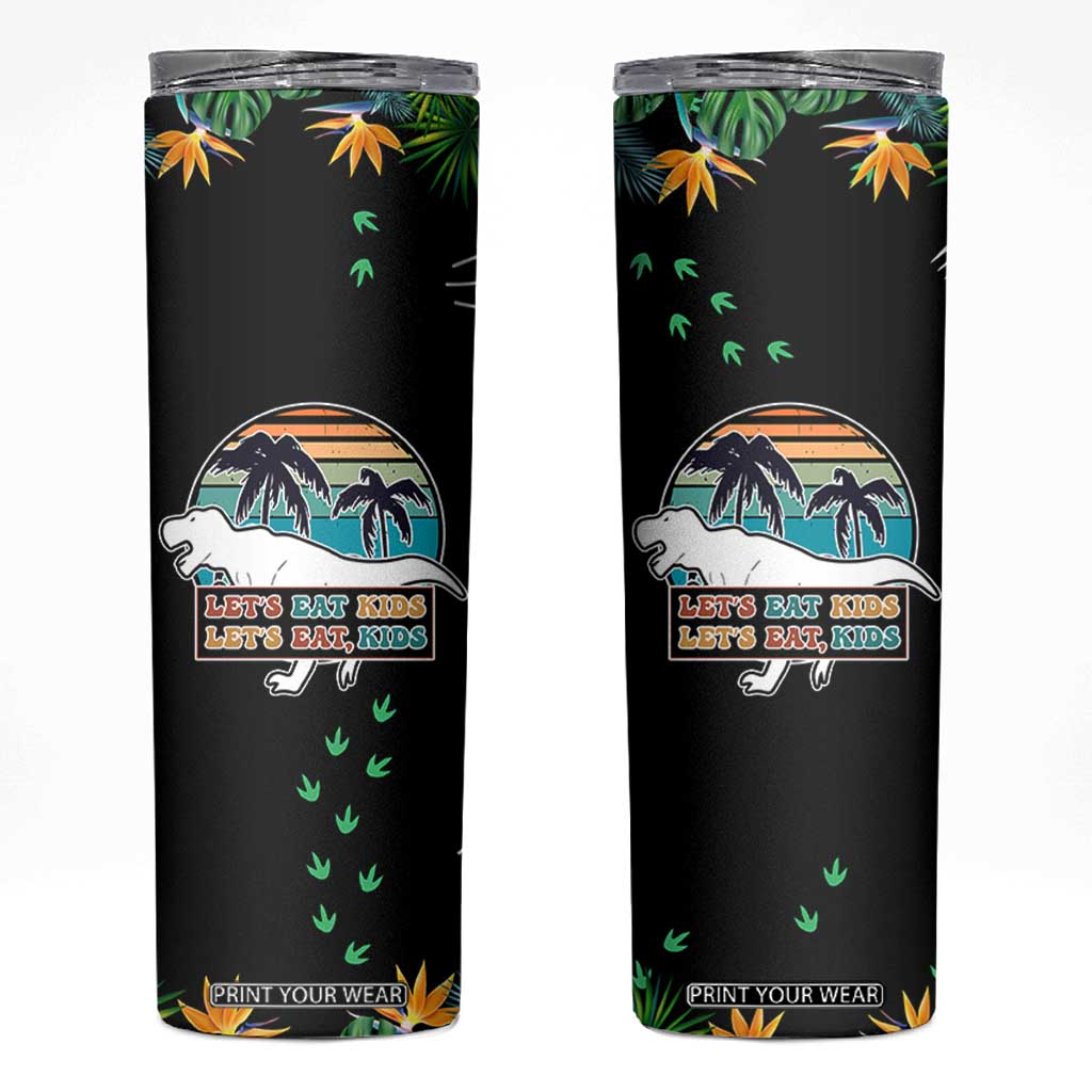 Grammar English Teacher Skinny Tumbler Funny Dinosaurs Punctuation Saves Lives Lets Eat Kids TB10 Black Print Your Wear