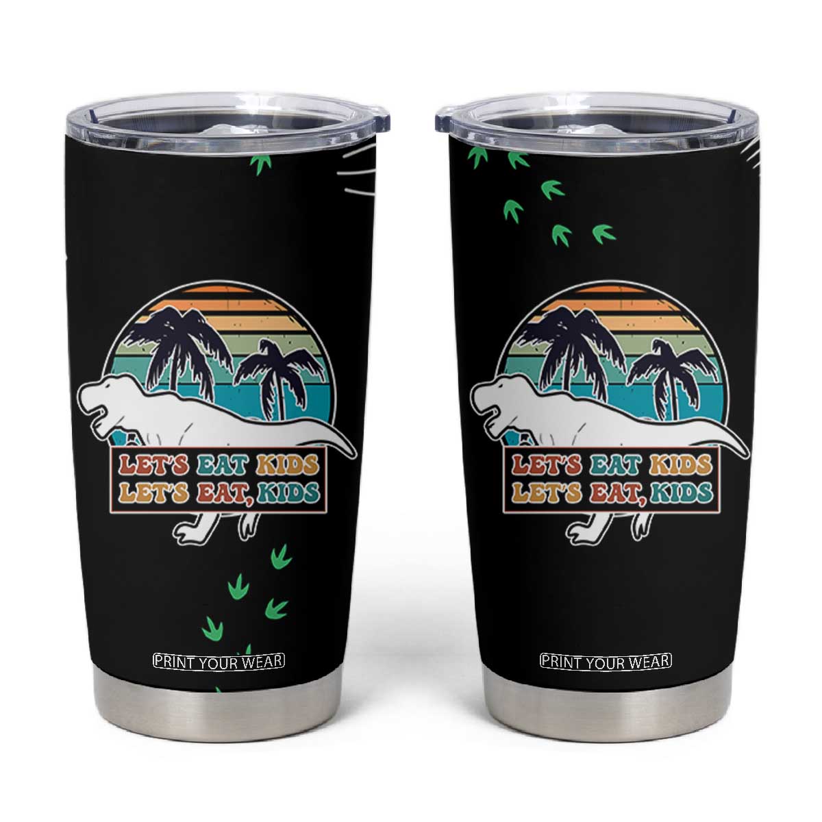 Grammar English Teacher Tumbler Cup Funny Dinosaurs Punctuation Saves Lives Lets Eat Kids TB10 Black Print Your Wear