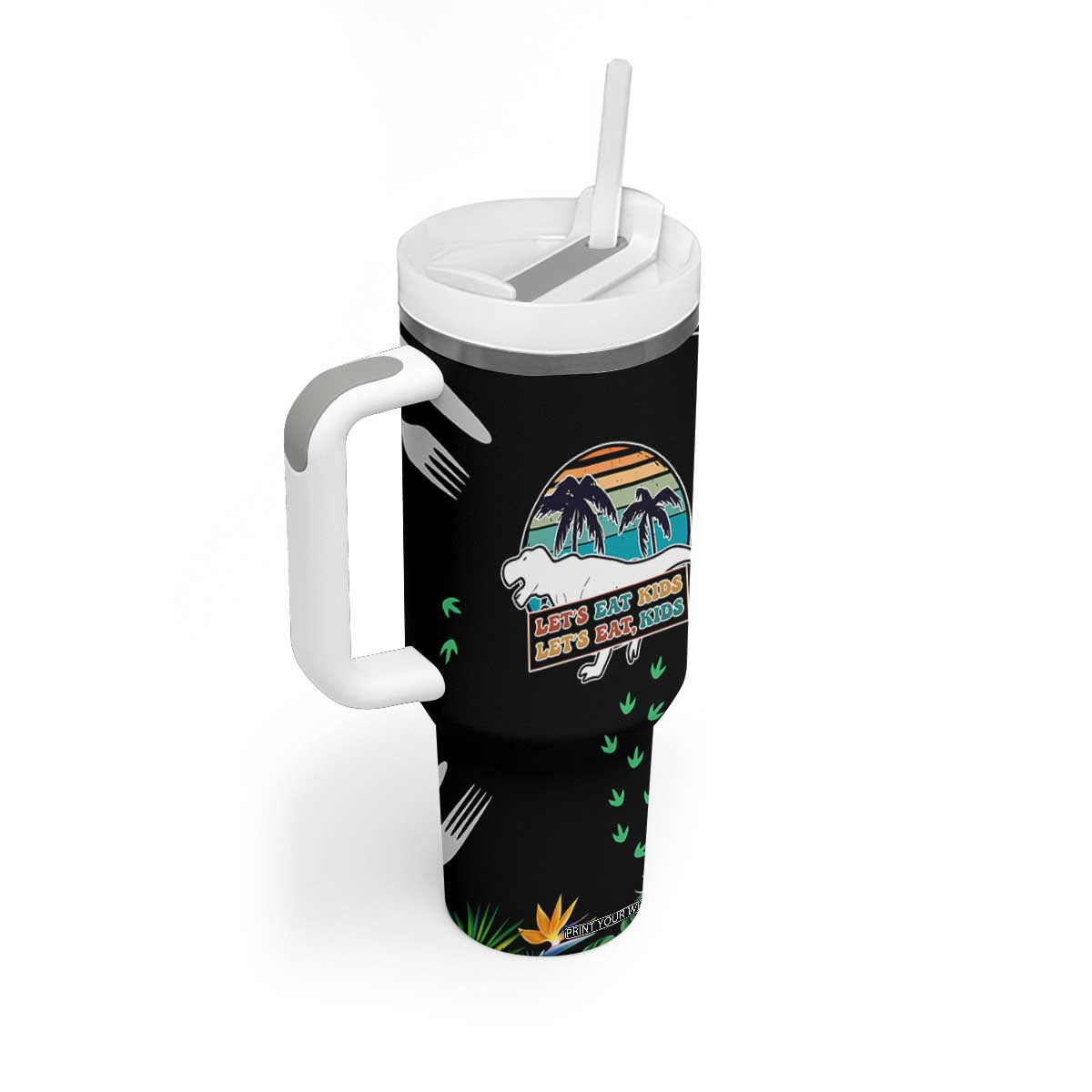 Grammar English Teacher Tumbler With Handle Funny Dinosaurs Punctuation Saves Lives Lets Eat Kids TB10 Print Your Wear