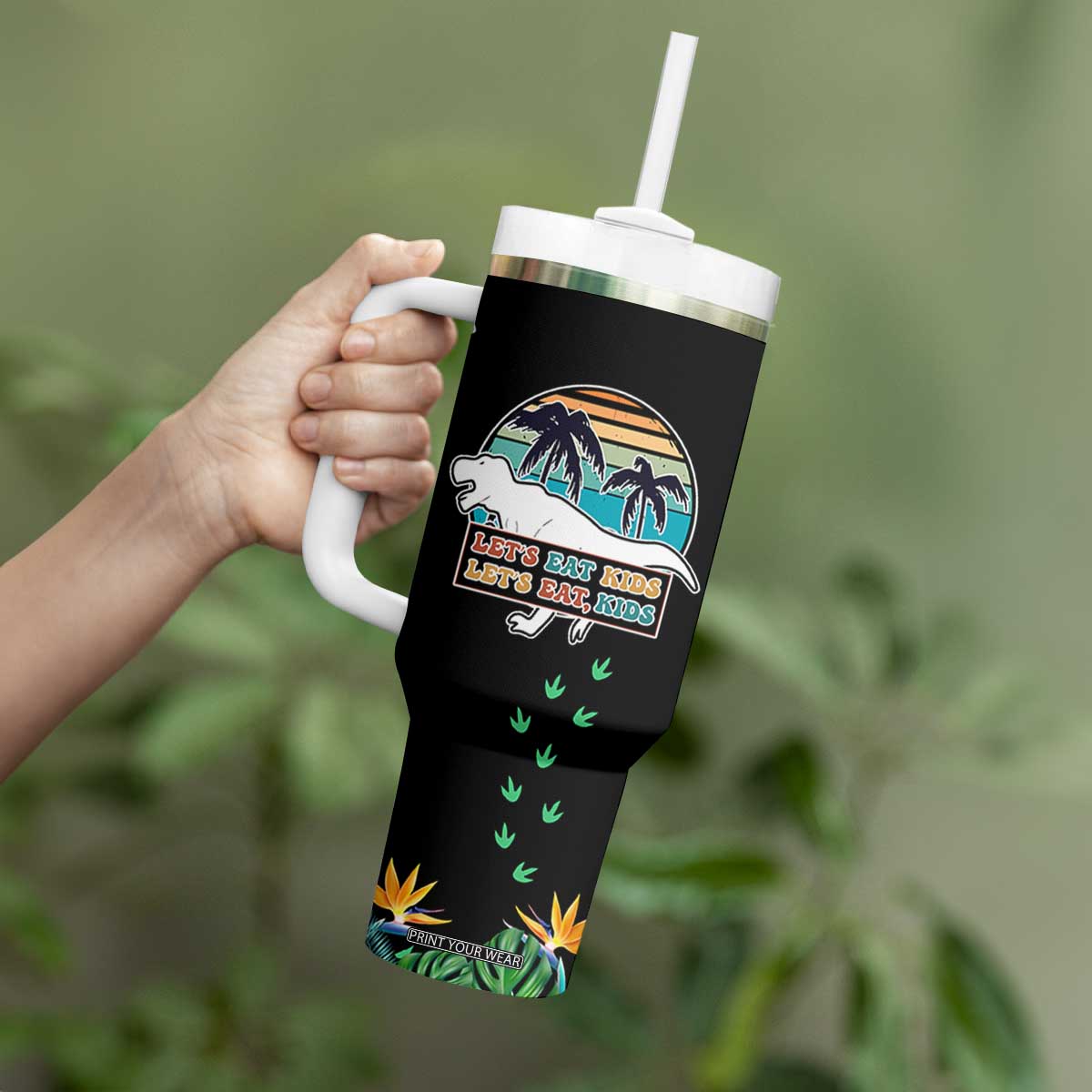 Grammar English Teacher Tumbler With Handle Funny Dinosaurs Punctuation Saves Lives Lets Eat Kids TB10 Print Your Wear