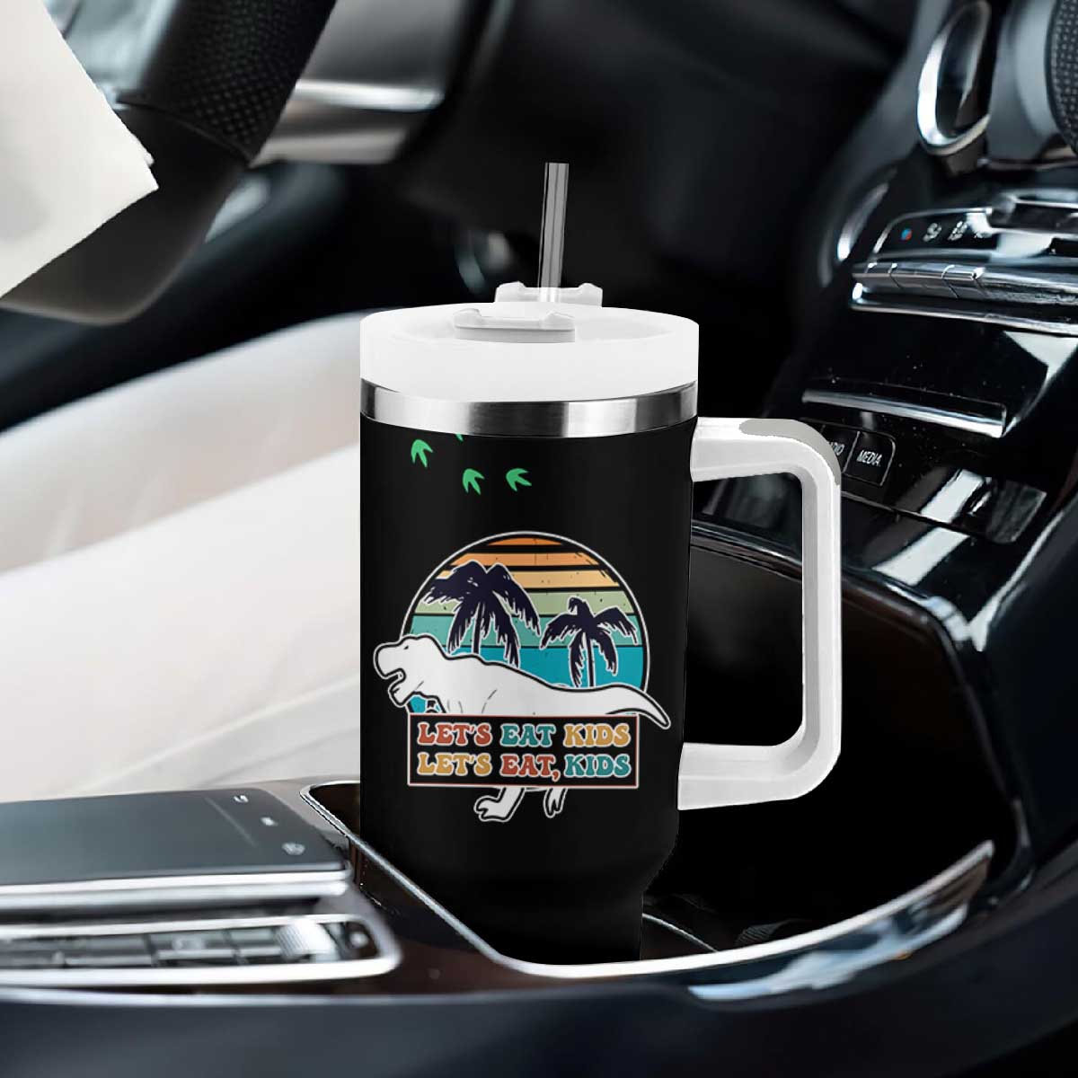 Grammar English Teacher Tumbler With Handle Funny Dinosaurs Punctuation Saves Lives Lets Eat Kids TB10 Print Your Wear