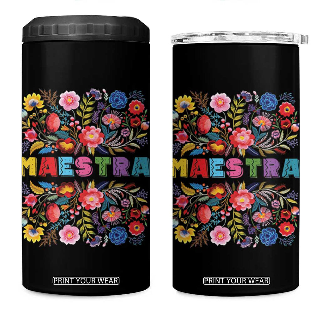 Maestra Bilingue Teacher 4 in 1 Can Cooler Tumbler Cinco De Mayo Spanish Mexican Teacher In Spansish TB10 One Size: 16 oz Black Print Your Wear