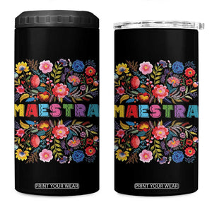 Maestra Bilingue Teacher 4 in 1 Can Cooler Tumbler Cinco De Mayo Spanish Mexican Teacher In Spansish TB10 One Size: 16 oz Black Print Your Wear