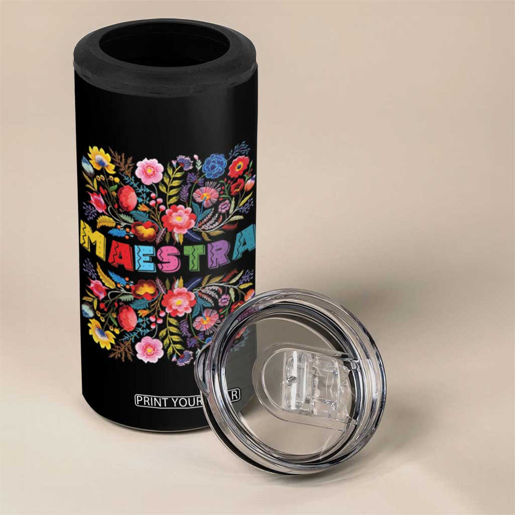 Maestra Bilingue Teacher 4 in 1 Can Cooler Tumbler Cinco De Mayo Spanish Mexican Teacher In Spansish TB10 Print Your Wear