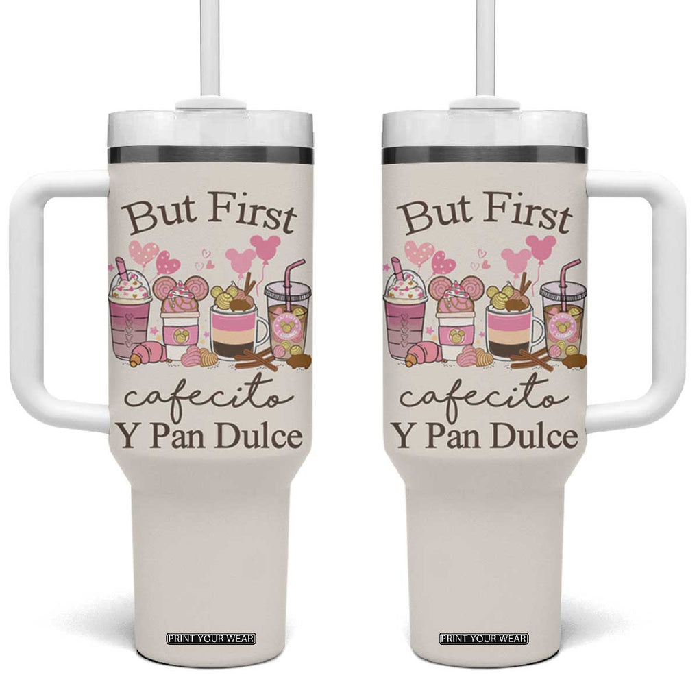 Cafecito & Chisme Tumbler With Handle Concha Pun Gift Mexican Themed Gifts in Spanish TB10 One Size: 40 oz Beige Print Your Wear