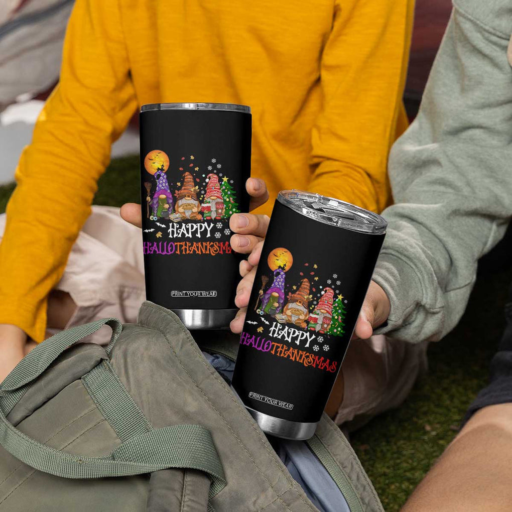 Happy Hallothanksmas Gnomes Fall Tumbler Cup Cute Gnome Fall Gift For Thanksgiving Halloween Christmas TB10 Print Your Wear