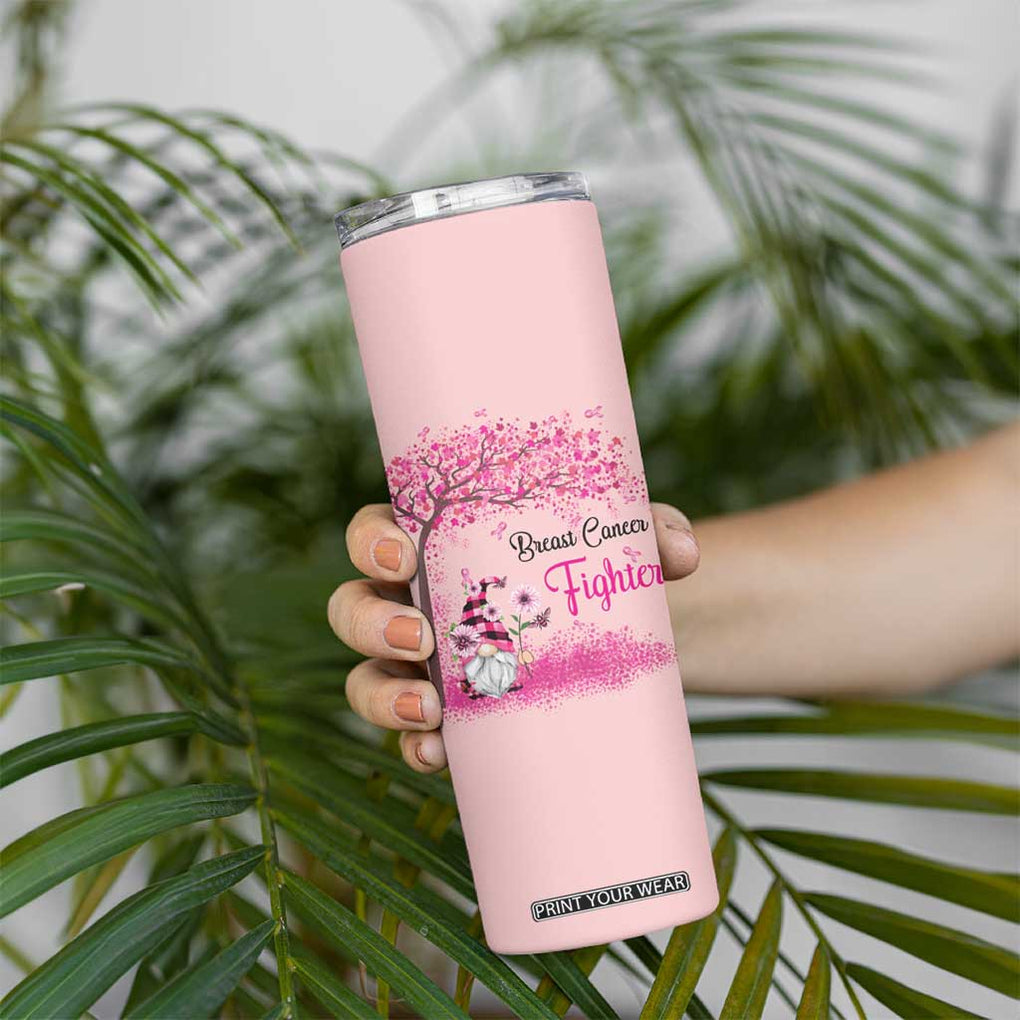 Breast Cancer Awareness Skinny Tumbler In October We Wear Pink Cute Gnome TB10 Print Your Wear