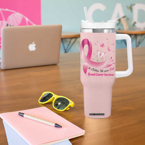 Breast Cancer Awareness Tumbler With Handle In October We Wear Pink Cute Gnome TB10 Print Your Wear