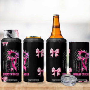 Breast Cancer Survivor 4 in 1 Can Cooler Tumbler Pink Ribbon Sunflower USA Flag TB10 Print Your Wear