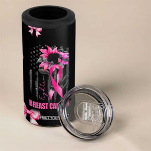 Breast Cancer Survivor 4 in 1 Can Cooler Tumbler Pink Ribbon Sunflower USA Flag TB10 Print Your Wear