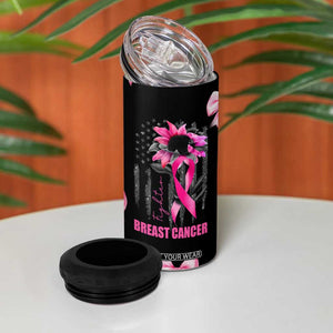 Breast Cancer Survivor 4 in 1 Can Cooler Tumbler Pink Ribbon Sunflower USA Flag TB10 Print Your Wear