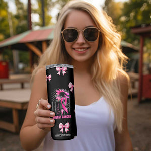 Breast Cancer Survivor Skinny Tumbler Pink Ribbon Sunflower USA Flag TB10 Print Your Wear