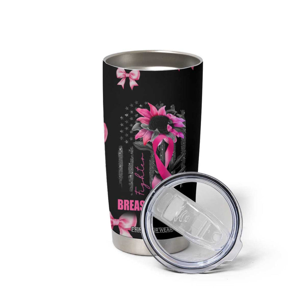 Breast Cancer Survivor Tumbler Cup Pink Ribbon Sunflower USA Flag TB10 Print Your Wear