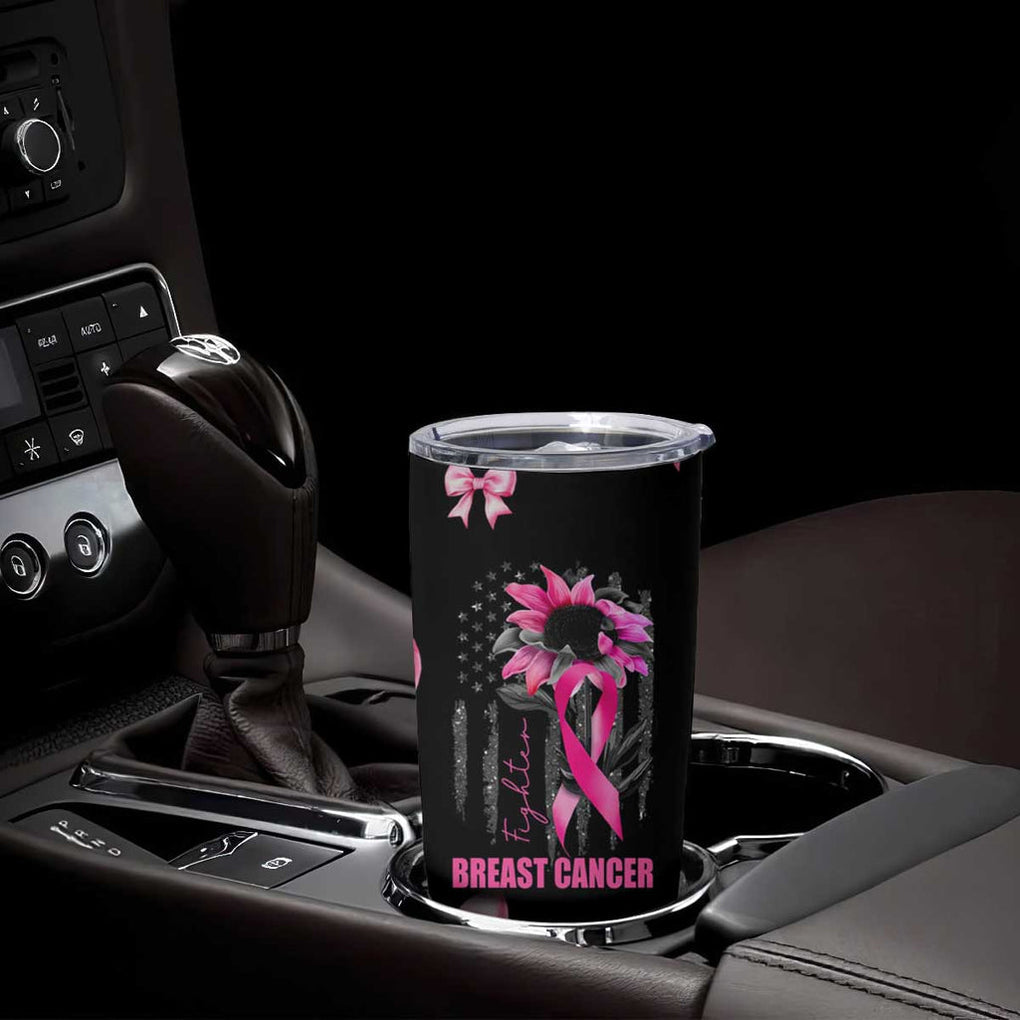 Breast Cancer Survivor Tumbler Cup Pink Ribbon Sunflower USA Flag TB10 Print Your Wear