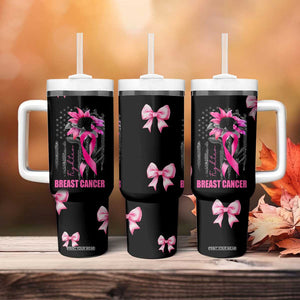 Breast Cancer Survivor Tumbler With Handle Pink Ribbon Sunflower USA Flag TB10 Print Your Wear