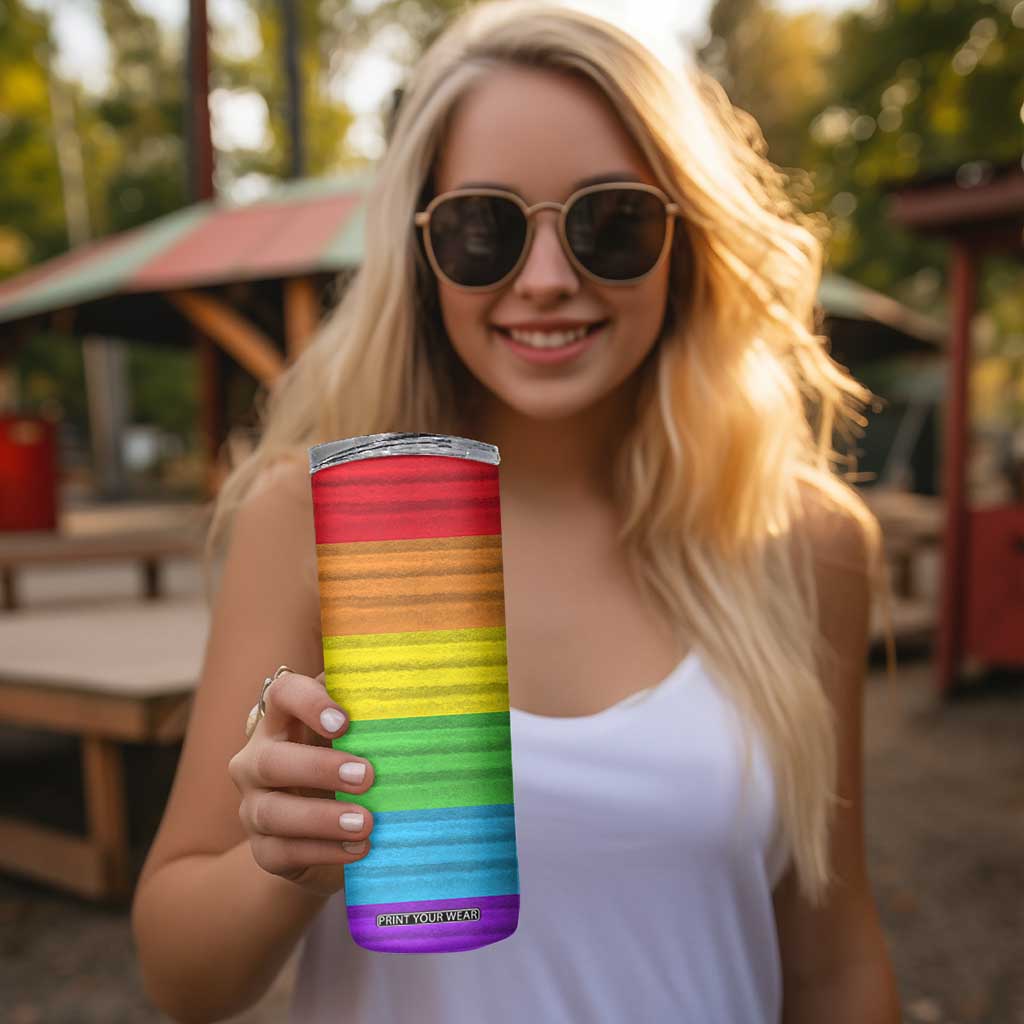 LGBTQ Pride Skinny Tumbler Kiss Whoever The Fuck You Want LGBT Rainbow Flag TB10 Print Your Wear