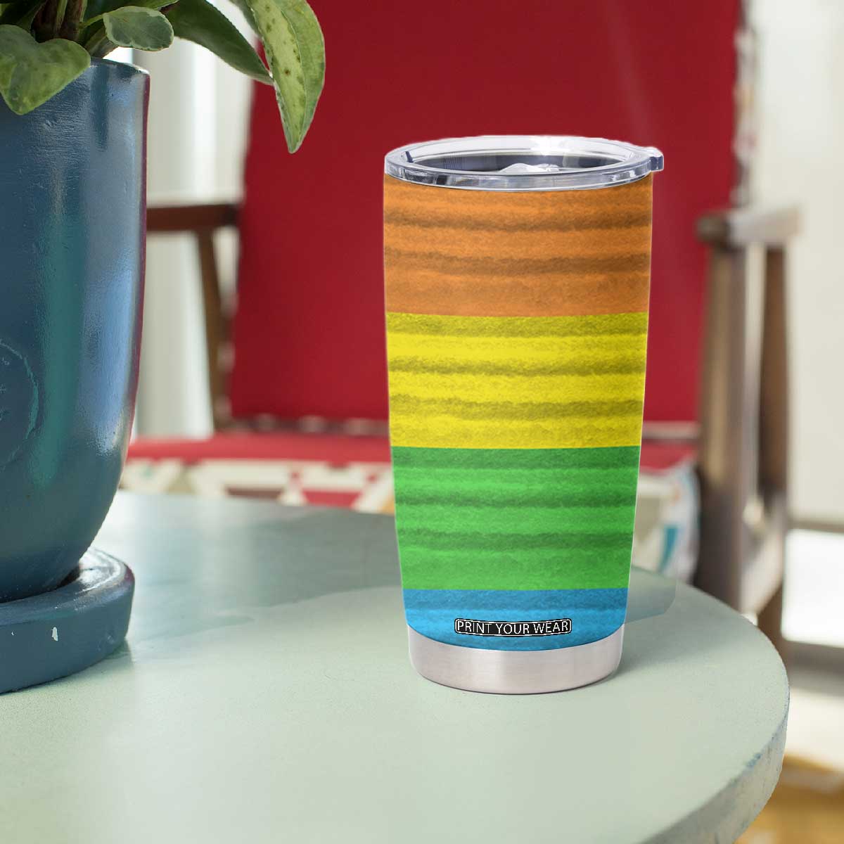 LGBTQ Pride Tumbler Cup Kiss Whoever The Fuck You Want LGBT Rainbow Flag TB10 Print Your Wear