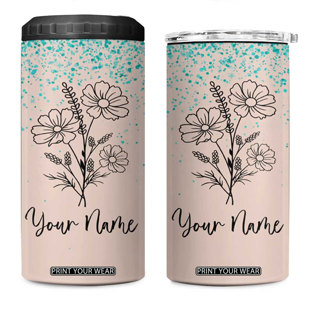 Personalized Gifts for Her 4 in 1 Can Cooler Tumbler Custom Name Flower Bridesmaid Proposal Birthday Christmas Gift TB10 One Size: 16 oz Teal Print Your Wear