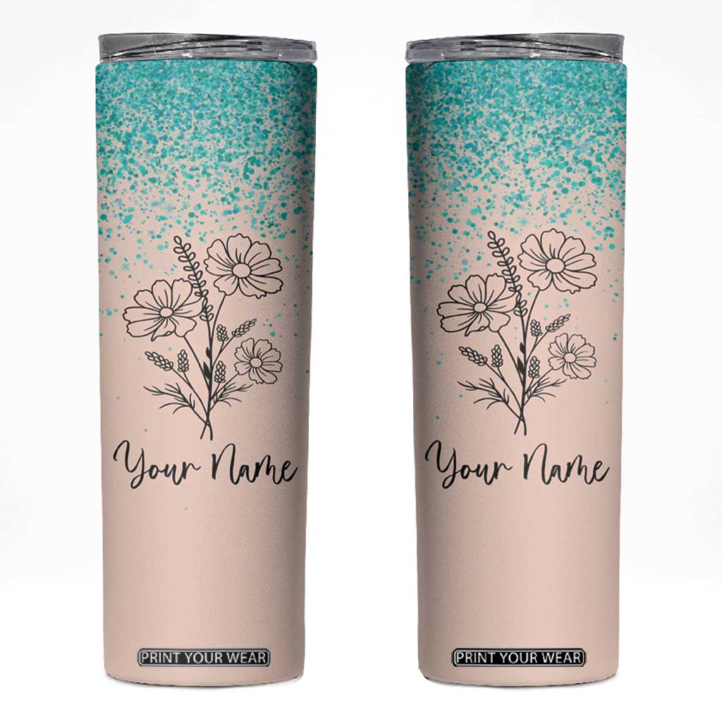 Personalized Gifts for Her Skinny Tumbler Custom Name Flower Bridesmaid Proposal Birthday Christmas Gift TB10 Teal Print Your Wear